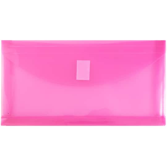 JAM Paper Fuchsia Pink Clear Pencil Pouches with Hook &#x26; Loop Closure, 12ct.